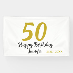 Banderoles 50e anniversaire ajouter nom date année noire modè