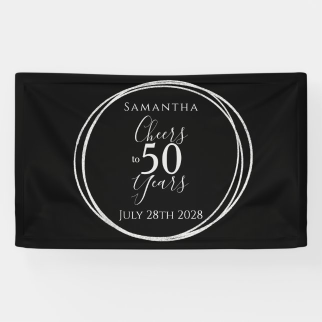 Banderoles 50e anniversaire Black Silver encourage la fête de (Horizontal)