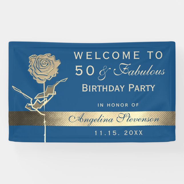 Banderoles 50e anniversaire Classic Blue and Gold Welcome Par (Horizontal)