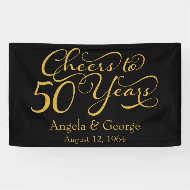 Banderoles 50e anniversaire de Mariage d'or personnalisé (Horizontal)