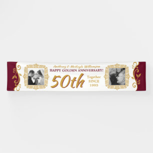 Banderoles 50e anniversaire du Mariage Ajoutez vos photos Red