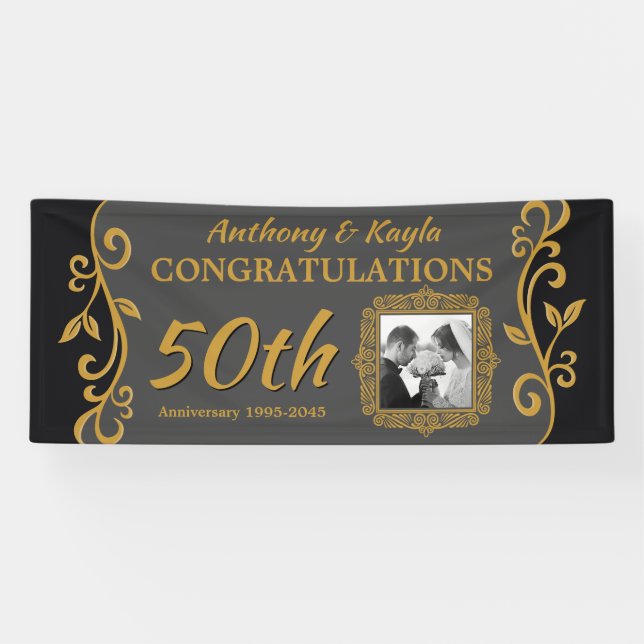 Banderoles 50e anniversaire du Mariage Ajoutez votre photo Go (Horizontal)