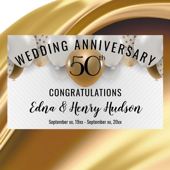 Banderoles 50e anniversaire du Mariage d'or (Golden 50th Wedding Anniversary Banner)