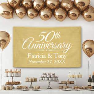 Banderoles 50e anniversaire du Mariage Personnalisé - or