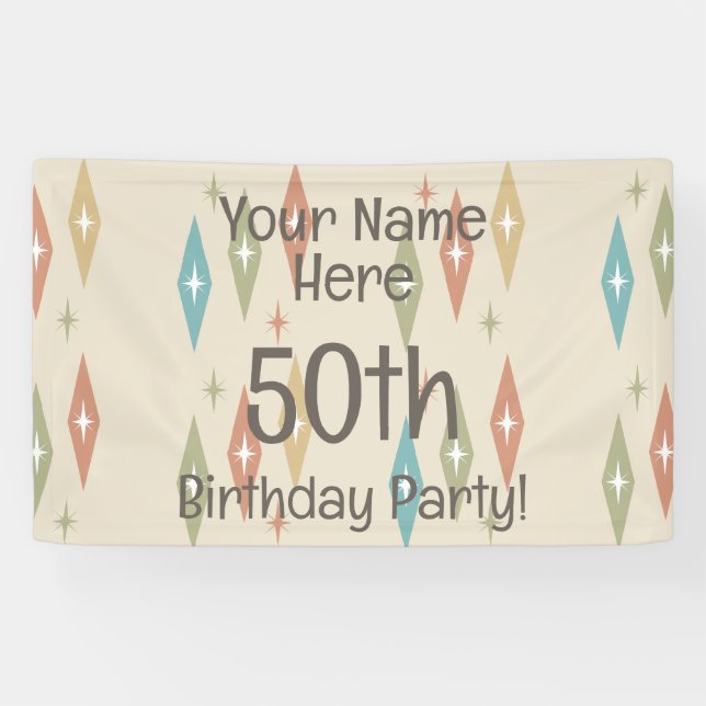 Banderoles 50e anniversaire du Moyen-siècle rétro (Horizontal)