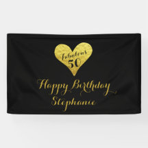 50e anniversaire Fabuleux 50 Noir | Coeur Or Faux