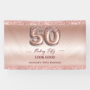 Banderoles 50e anniversaire Faire que 50 ans soit beau Rose G
