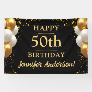 Banderoles 50e anniversaire Fête Noire et Or
