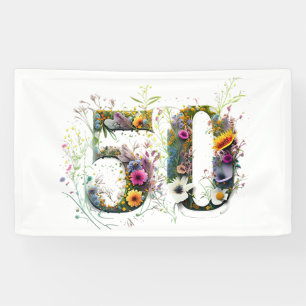Banderoles 50e anniversaire Fleur sauvage décoratif Texte