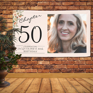 Banderoles 50e anniversaire Floral Pink Photo