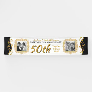 Banderoles 50e anniversaire Mariage Ajoutez votre photo Gold 