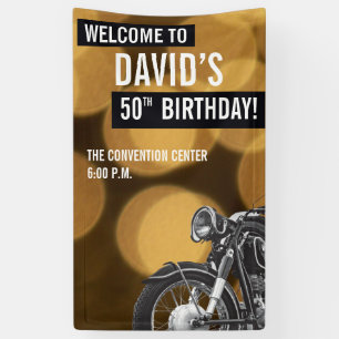 Banderoles 50e anniversaire or et noir, moto