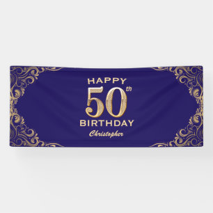 Banderoles 50e anniversaire Parties scintillant marine bleu e