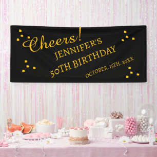 Banderoles 50e anniversaire Parties scintillant Noir et Or