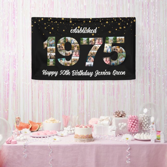 Banderoles 50e anniversaire Photo Collage créé 1975 (Fête)