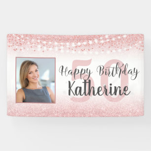Banderoles 50e anniversaire Rose Gold Piink Parties scintilla