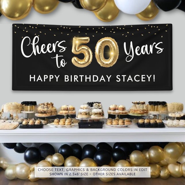 Banderoles 50e anniversaire Soeurs à 50 ans Black Gold (Créateur téléchargé)