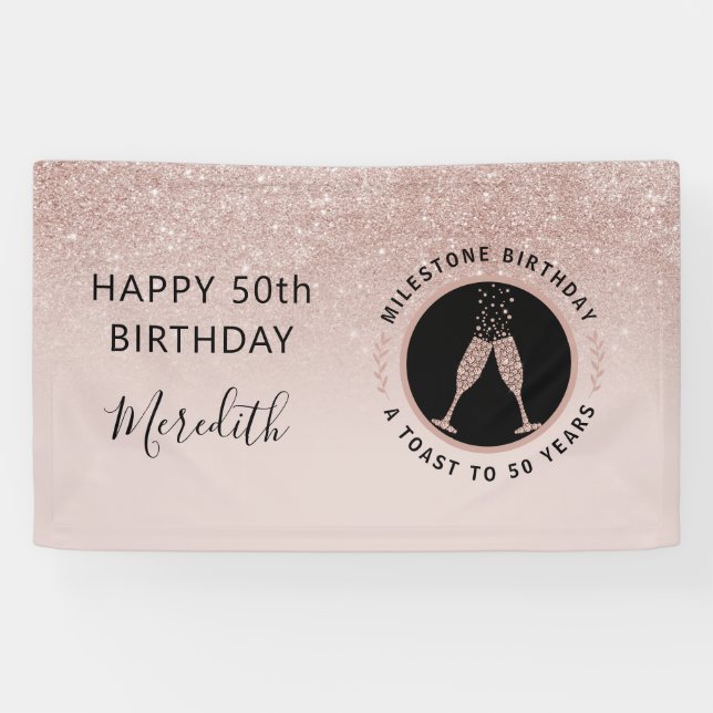 Banderoles 50e anniversaire Toast de Champagne Parties scinti (Horizontal)