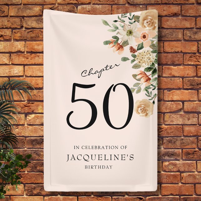 Banderoles 50e anniversaire Vintage Floral (Our elegant 50th Birthday vintage floral banner from Zazzle can transform your party's atmosphere)