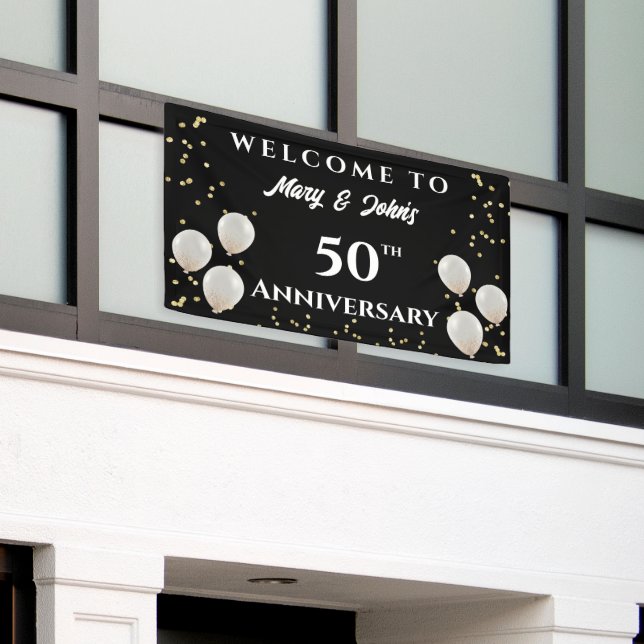 Banderoles 50ème anniversaire de Mariage d'or, nom (Bâtiment extérieur)