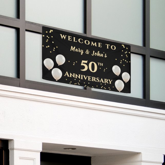 Banderoles 50ème anniversaire de Mariage d'or, nom (Bâtiment extérieur)