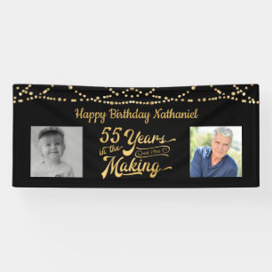Banderoles 55e anniversaire Black Gold String lumières Retro 