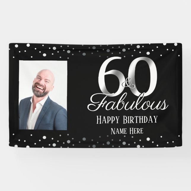 Banderoles 60 ans et fabuleuse photo Confetti (Horizontal)