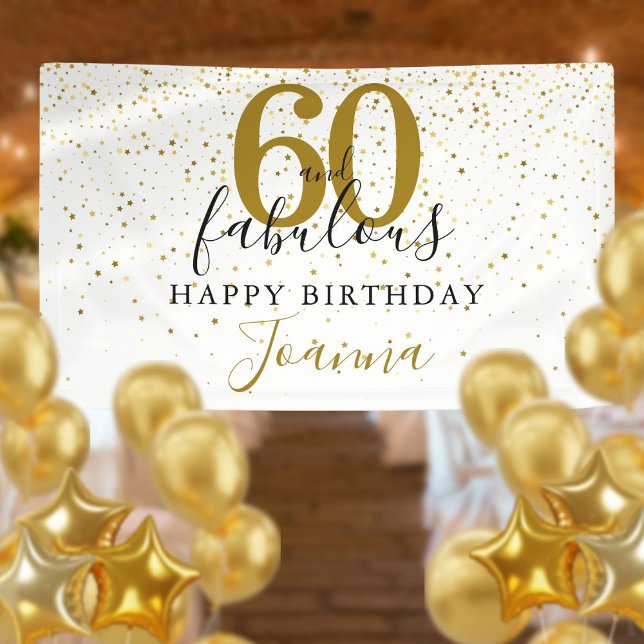 Banderoles 60 et fabuleux anniversaire Elegant Gold et Black (60 and Fabulous Birthday Elegant Gold and Black Banner)