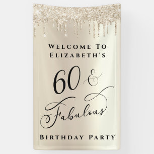 Banderoles 60 Fabuleux Parties scintillant Champagne Gold Ann
