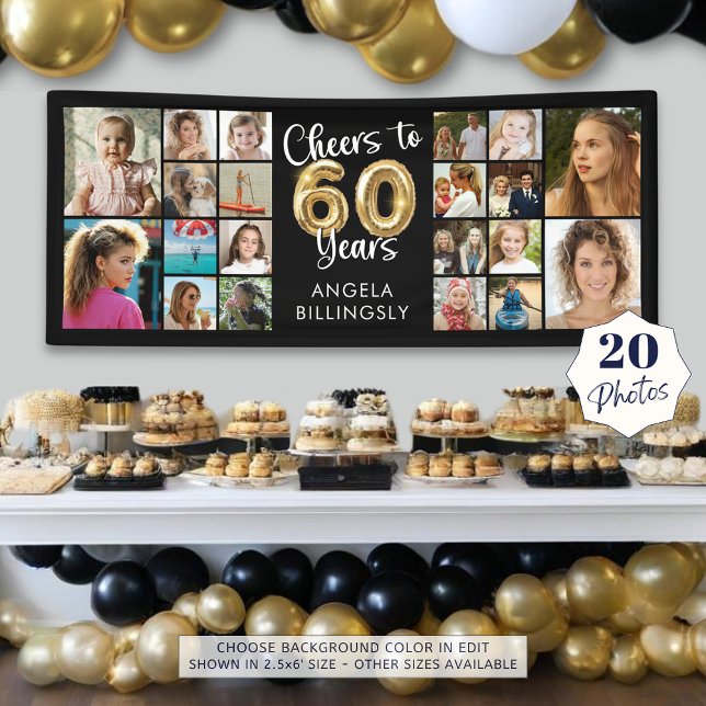 Banderoles 60e anniversaire 20 photo Collage encourage à 60 a (Créateur téléchargé)