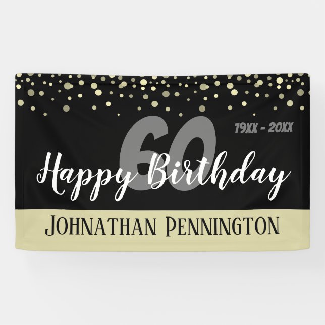 Banderoles 60e anniversaire avec Confetti (Horizontal)