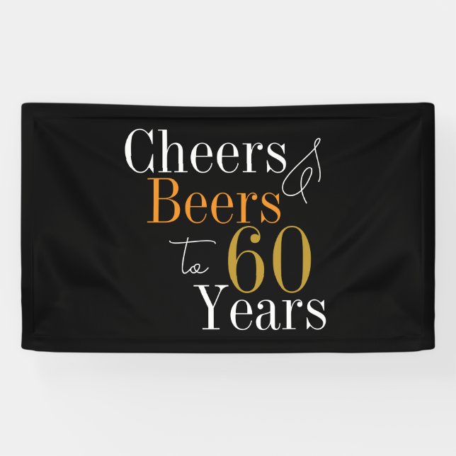 Banderoles 60e Anniversaire Bières et encouragements Black Go (Horizontal)