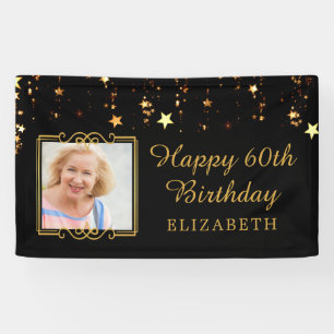 Banderoles 60e anniversaire Black and Gold Stars Personnalisé