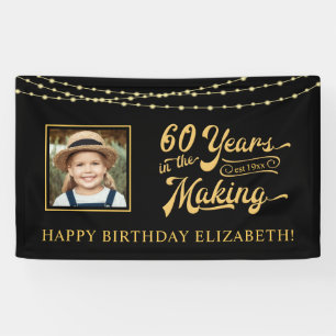 Banderoles 60e anniversaire Black and Gold String Lights Phot