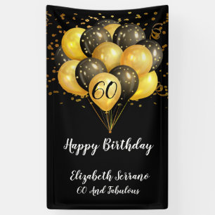 Banderoles 60e anniversaire Black Gold Parties scintillant
