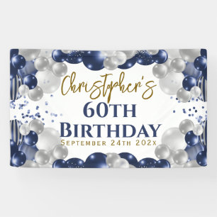 Banderoles 60e anniversaire Blue Balloons Party Bienvenue