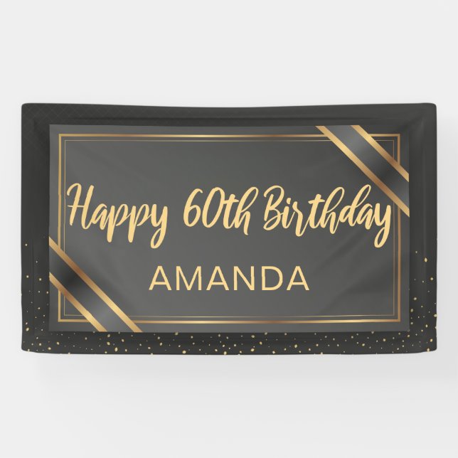 Banderoles 60e anniversaire de l'élégant Black and Gold (Horizontal)