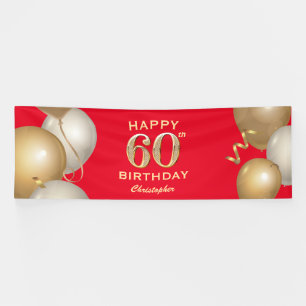 Banderoles 60e Anniversaire des Ballons Rouge et Or