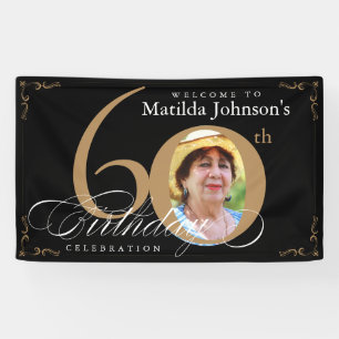 Banderoles 60e anniversaire Elegant Black Gold Calligraphie