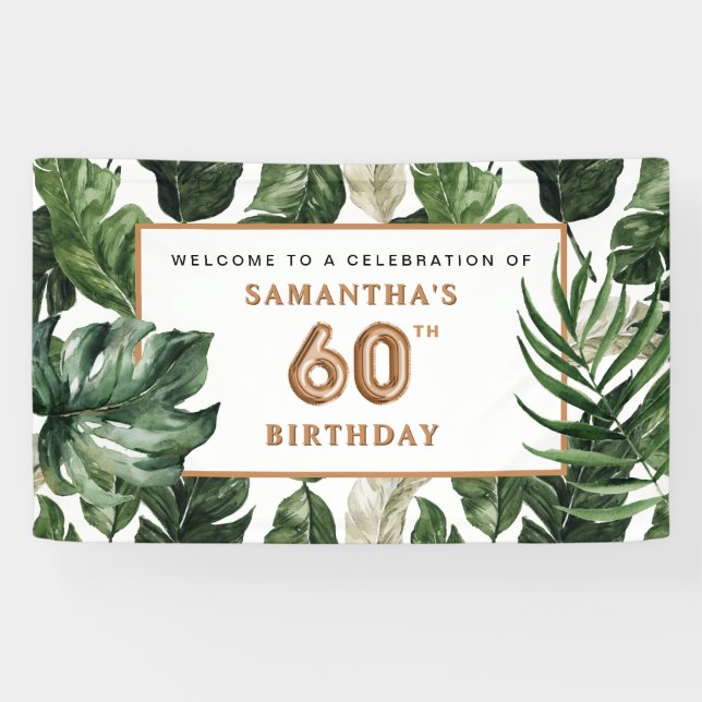 Banderoles 60e anniversaire Green & Copper Tropical Welcome (Horizontal)