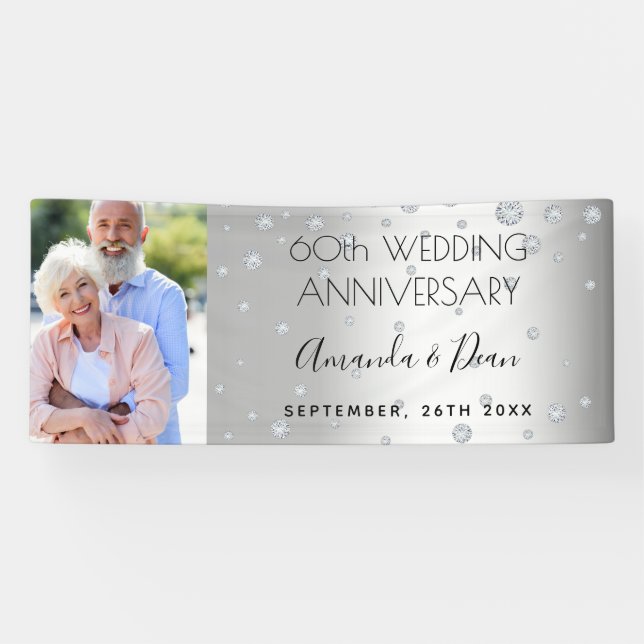 Banderoles 60e anniversaire mariage diamant photo personnalis (Horizontal)