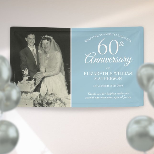 Banderoles 60e anniversaire Mariage Photo Diamond Bienvenue (Créateur téléchargé)