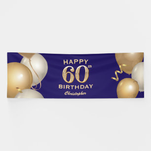 Banderoles 60e Anniversaire Marine Bleu et Ballons d'or