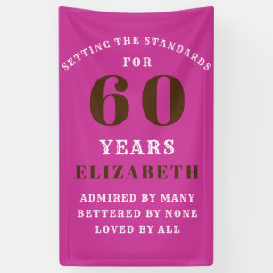 Banderoles 60e Anniversaire Normes Vibrant Rose Ajouter votre