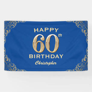 Banderoles 60e anniversaire Parties scintillant bleue et or c