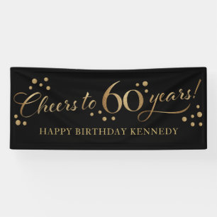 Banderoles 60e anniversaire Parties scintillant Noir et Or