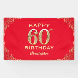 Banderoles 60e anniversaire Parties scintillant rouge et or c