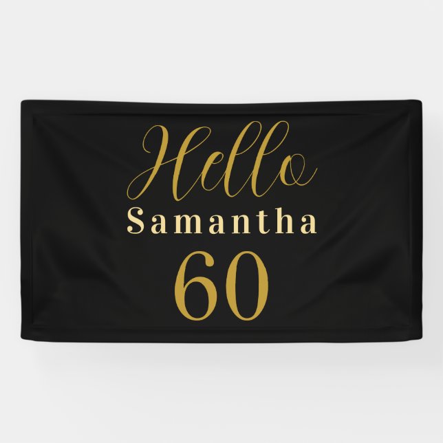 Banderoles 60e anniversaire personnalisé Black Gold Birthday (Horizontal)