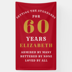 Banderoles 60th Birthday Standards Red Gold Ajouter votre nom