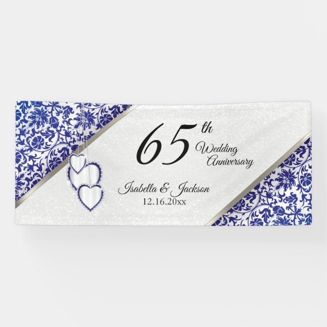 Banderoles 65e anniversaire bleu Sapphire / Anniversaire  (Horizontal)